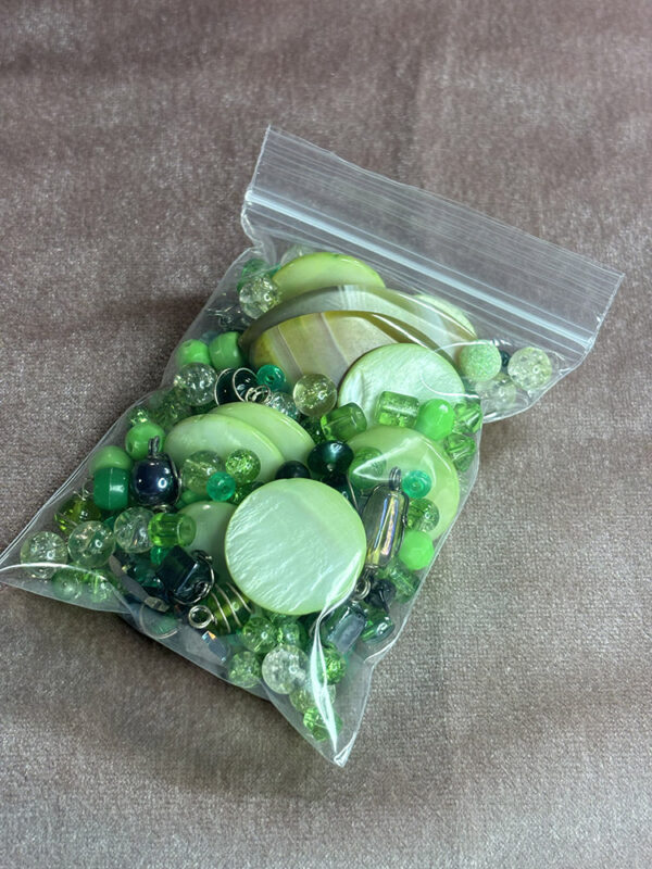 Green Glass, Shell and Vintage Bead Grab Bag - Image 2