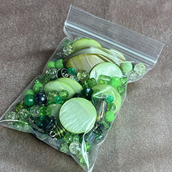 Green Glass, Shell and Vintage Bead Grab Bag