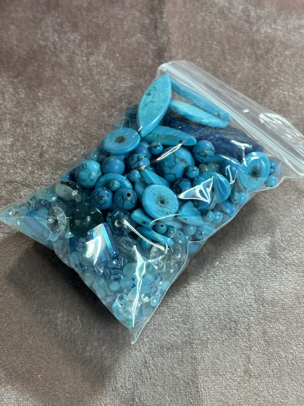 Turquoise Blue Stone, Glass and Vintage Mix Grab Bag, - Image 2