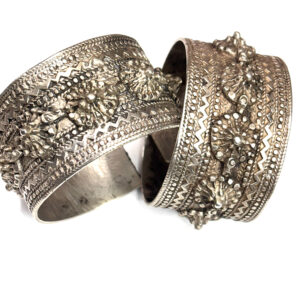Gorgeous Rare Antique Silver Chauoui  Bracelets Pair