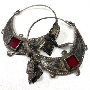 Superb Antique Moroccan Silver and Niello Earrings