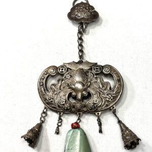 Lovely Chinese Qing Bat with Large Turquoise and Agate Pendant