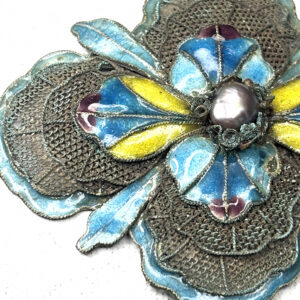 Exceptionally Fine Chinese Silver and Enamel Flower Pendant
