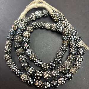 Antique Black and White Venetian Skunk Bead Strand